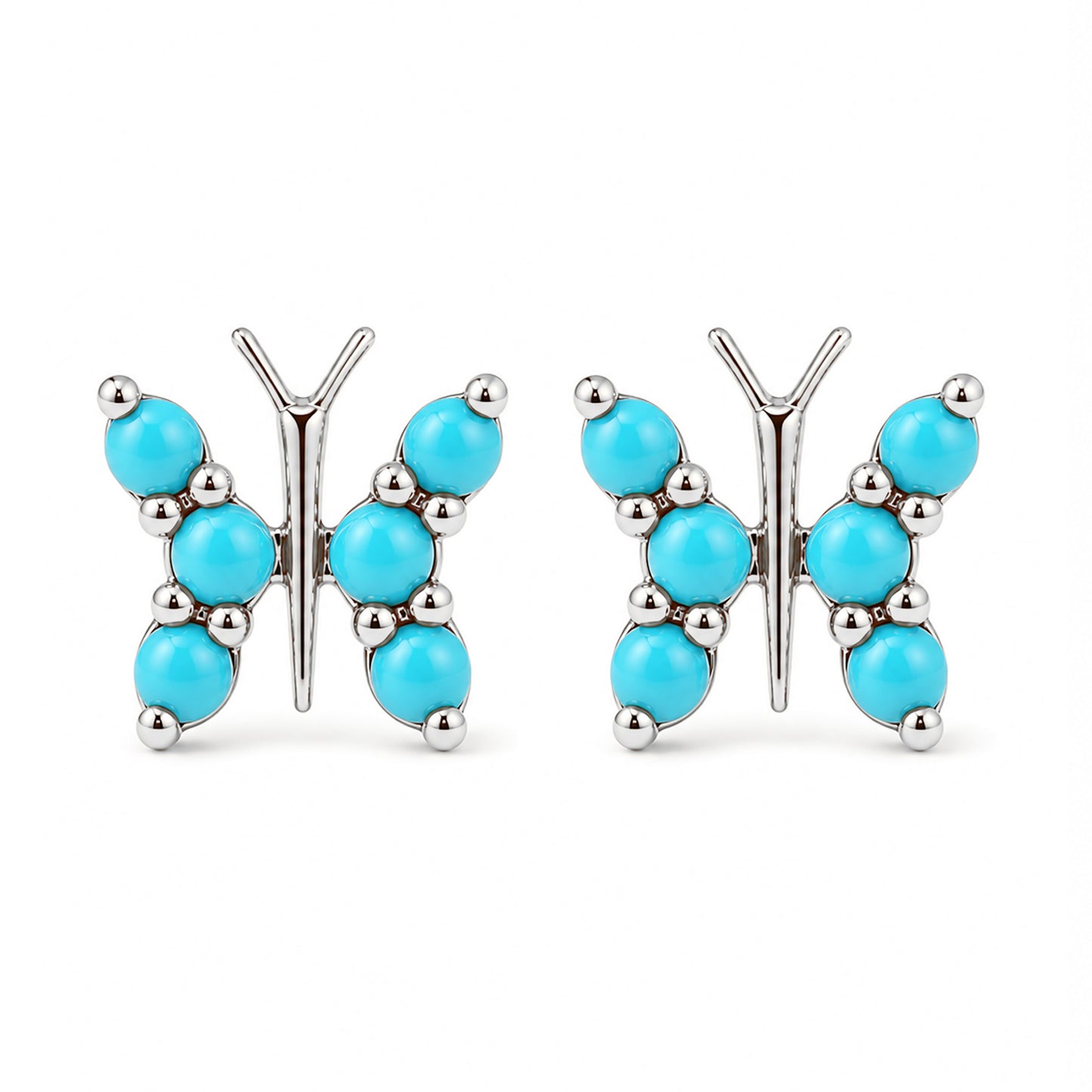 14K Gold Turquoise Butterfly Stud Earrings