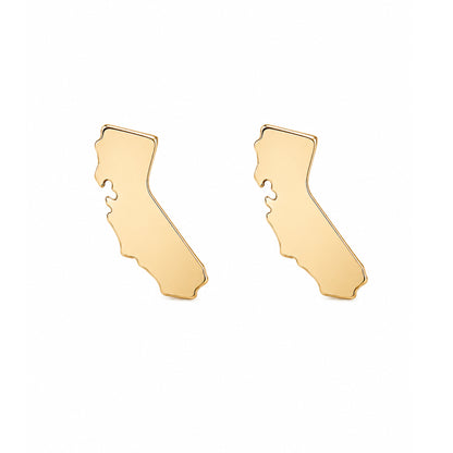 14K Gold California State Stud Earring