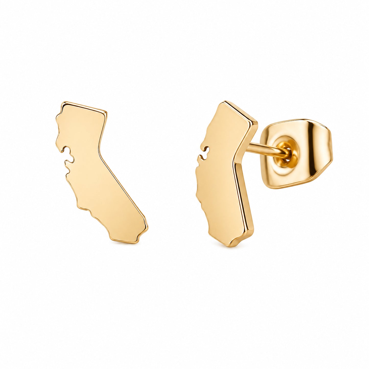 14K Gold California State Stud Earring