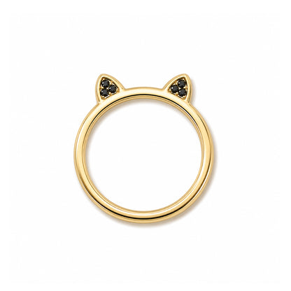 14K Gold Pavé Black Diamond Kitty Ring