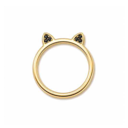 14K Gold Pavé Black Diamond Kitty Ring