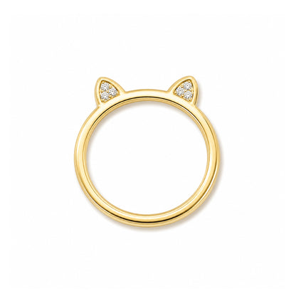 14K Gold Pavé Diamond Kitty Ring