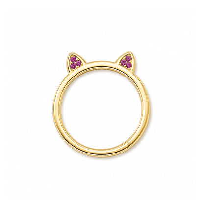 14K Gold Pavé Pink Sapphire Kitty Ring