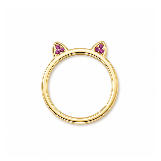 14K Gold Pavé Pink Sapphire Kitty Ring