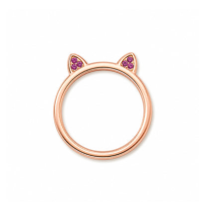 14K Gold Pavé Pink Sapphire Kitty Ring