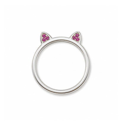 14K Gold Pavé Pink Sapphire Kitty Ring