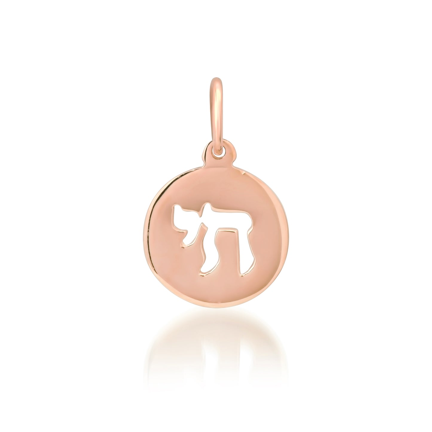 14K Gold Hebrew Chai Medallion Charm Pendant