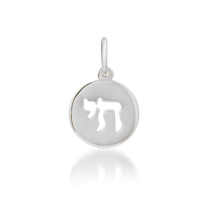 14K Gold Hebrew Chai Medallion Charm Pendant