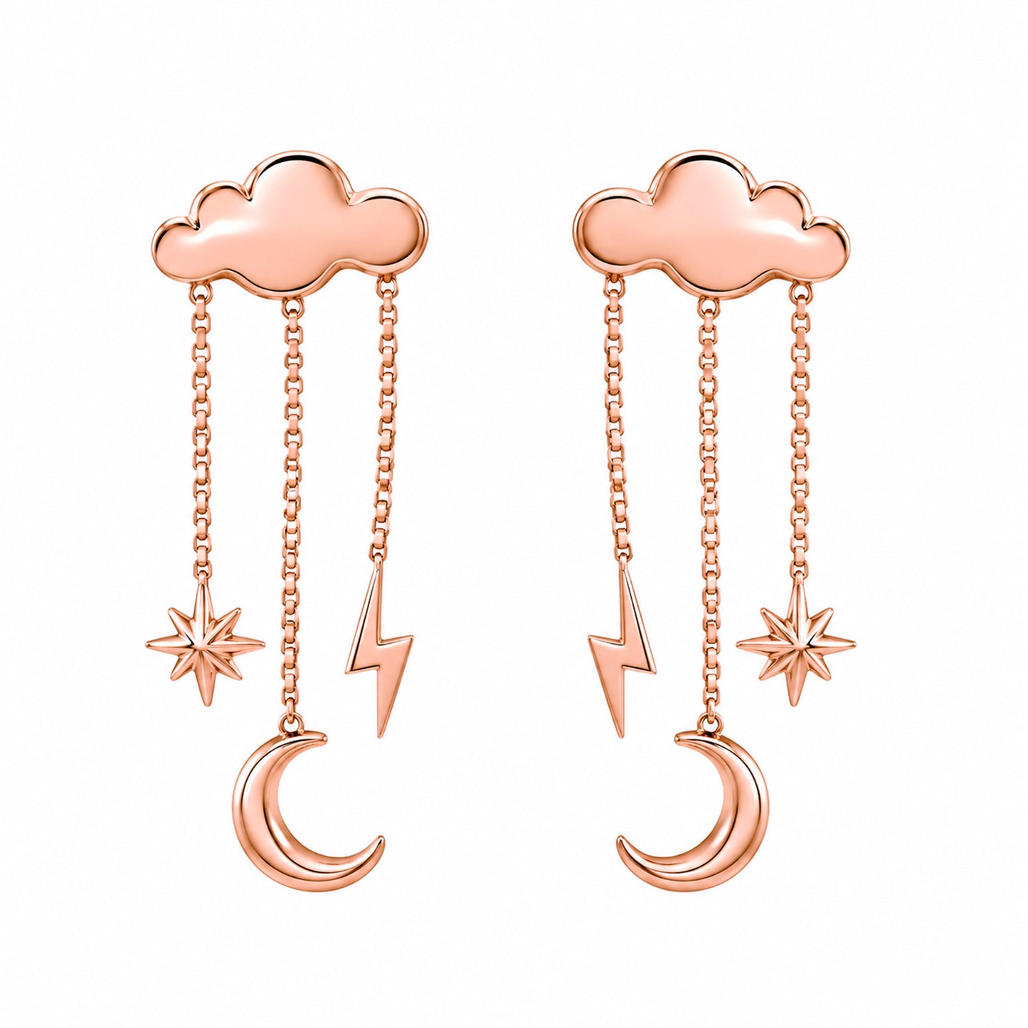 14K Gold Celestial Cloud Stud Earrings