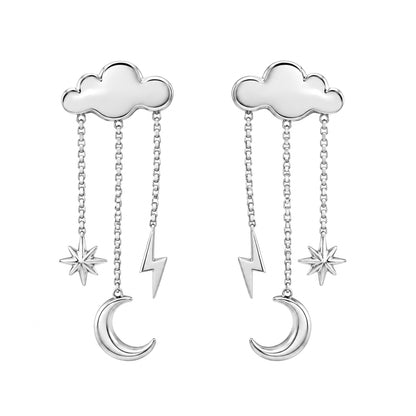 14K Gold Celestial Cloud Stud Earrings