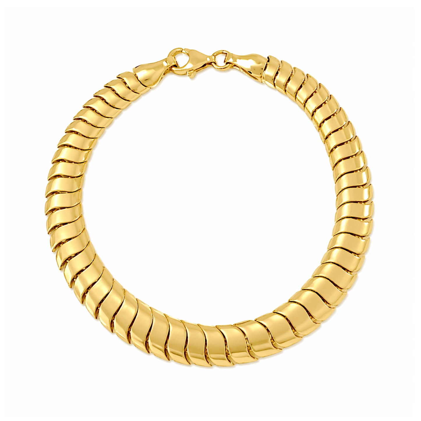 14K Gold Graduated Cobra Chain Bracelet