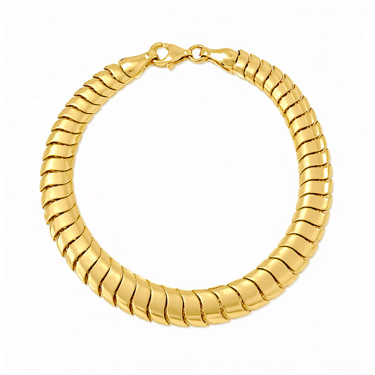 14K Gold Graduated Cobra Chain Bracelet
