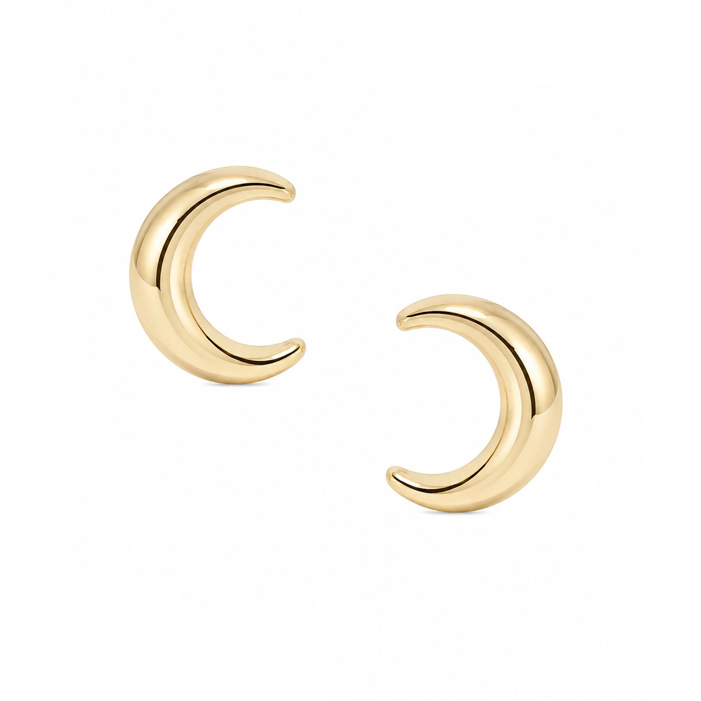 14K Gold Crescent Moon Stud Earrings