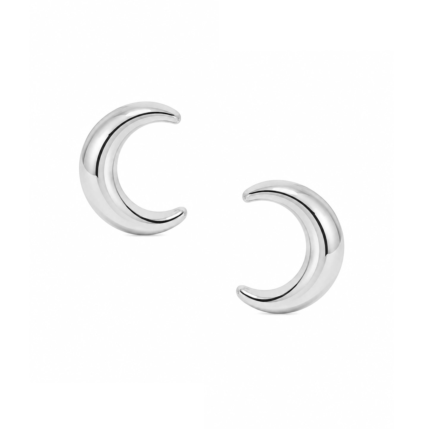 14K Gold Crescent Moon Stud Earrings