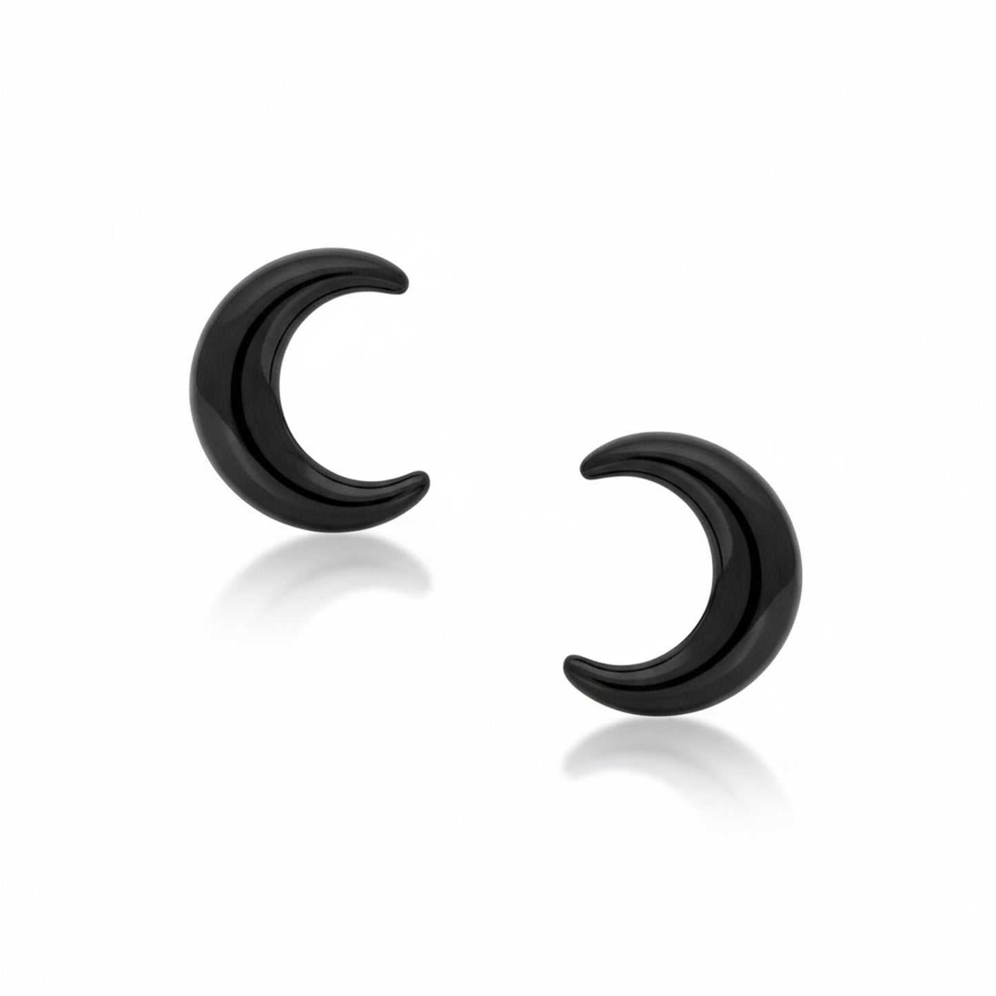 14K Gold Crescent Moon Stud Earrings