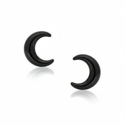 14K Gold Crescent Moon Stud Earrings