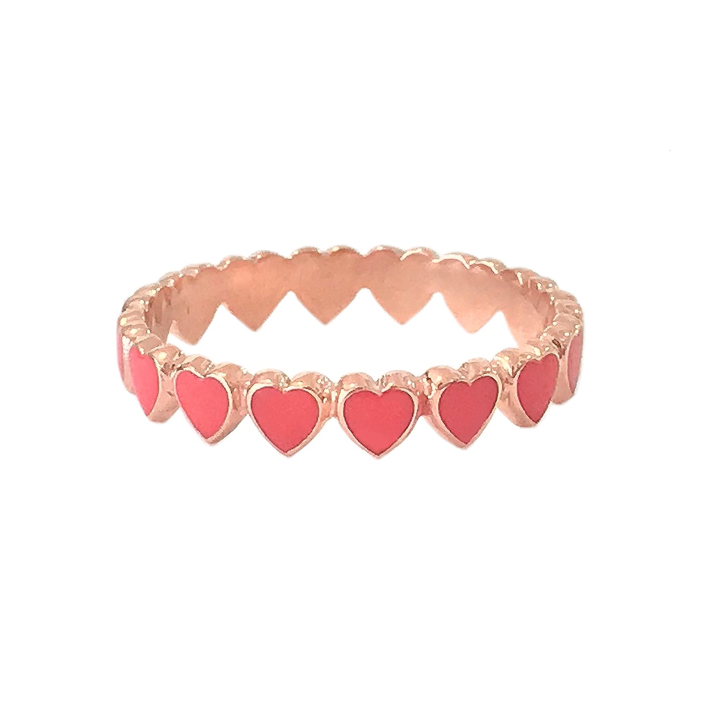 14K Gold Colored Enamel Eternal Heart Ring