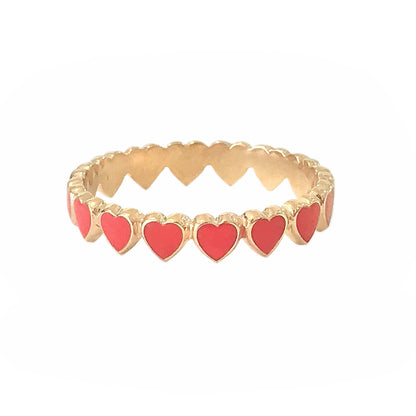 14K Gold Colored Enamel Eternal Heart Ring
