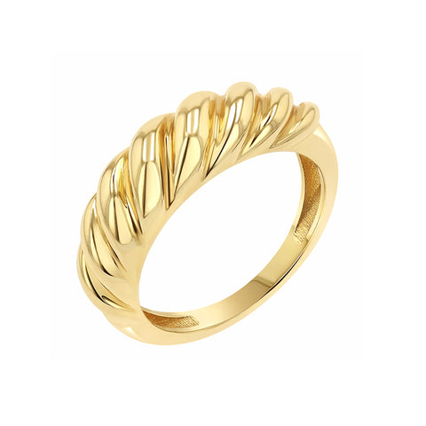 14K Gold Domed Croissant Stack Ring