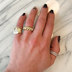 14K Gold Domed Croissant Ring