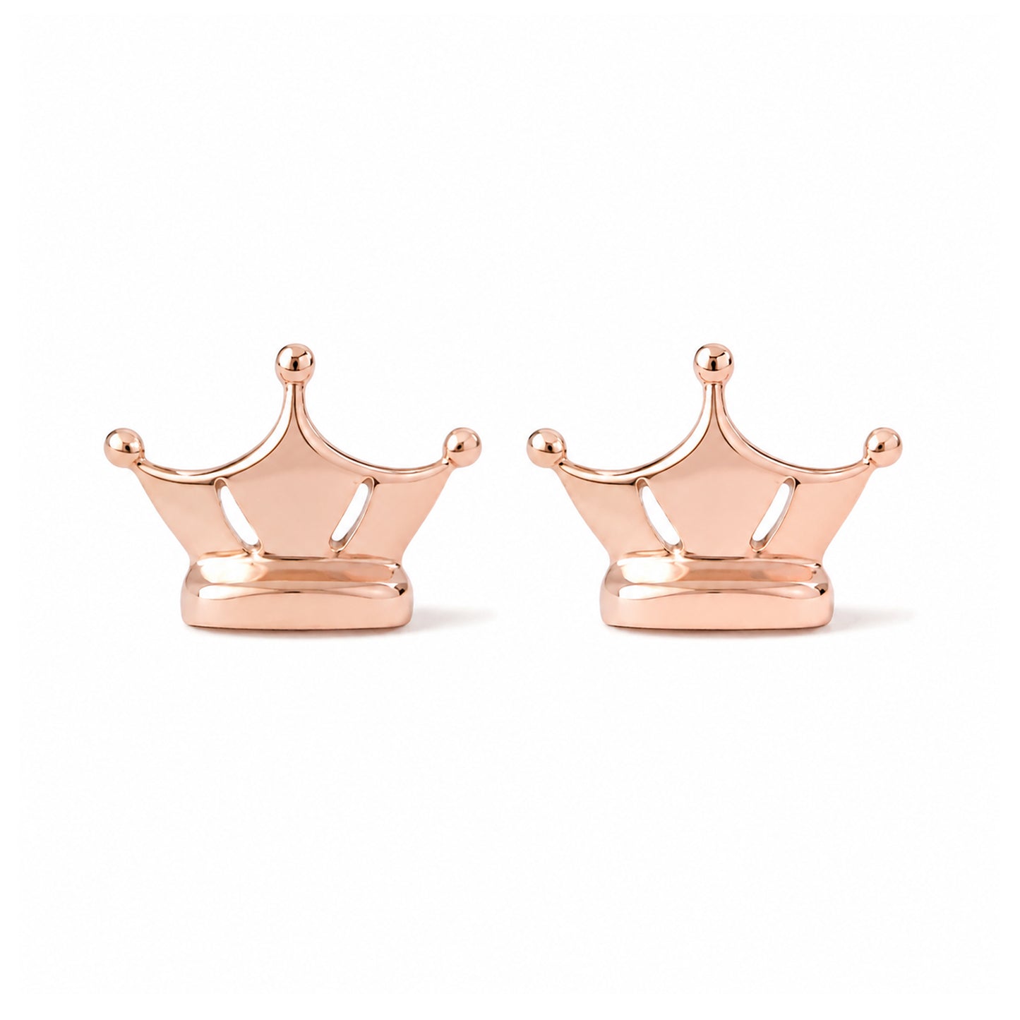 14K Gold Crown Stud Earrings