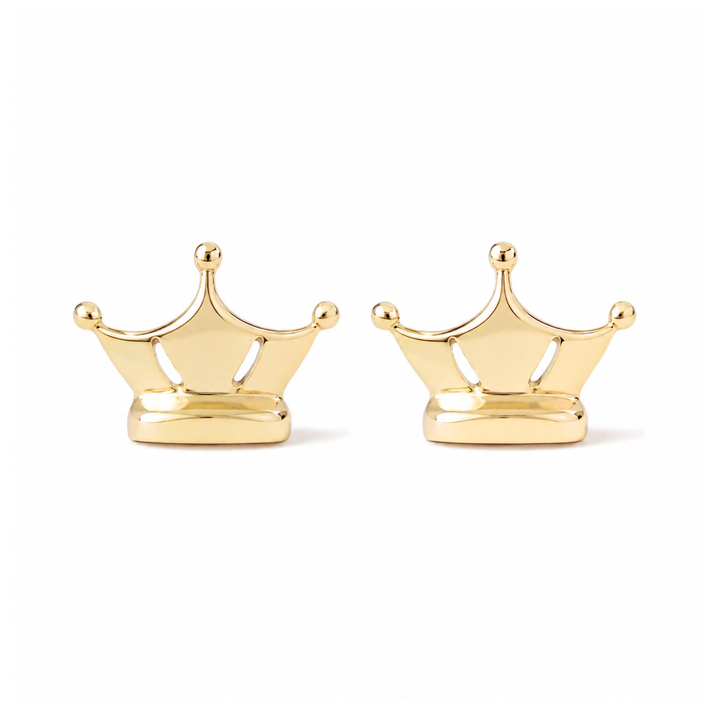 14K Gold Crown Stud Earrings