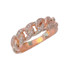 14K Gold Pavé Diamond Cuban Link Ring