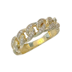 14K Gold Pavé Diamond Cuban Link Ring