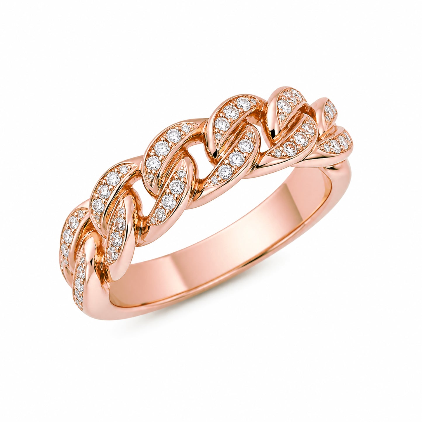14K Gold Pavé Diamond Cuban Link Ring