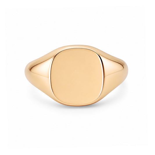14K Gold Cushion Square Signet Ring ~ Engravable