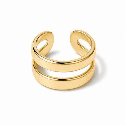14K Gold Double Hoop Round Ear Cuff