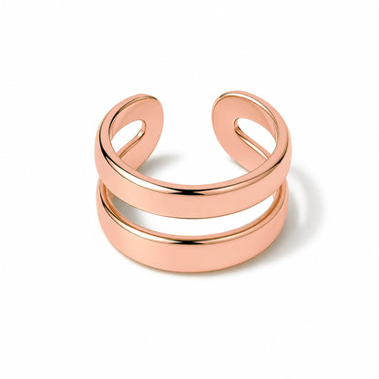 14K Gold Double Hoop Round Ear Cuff