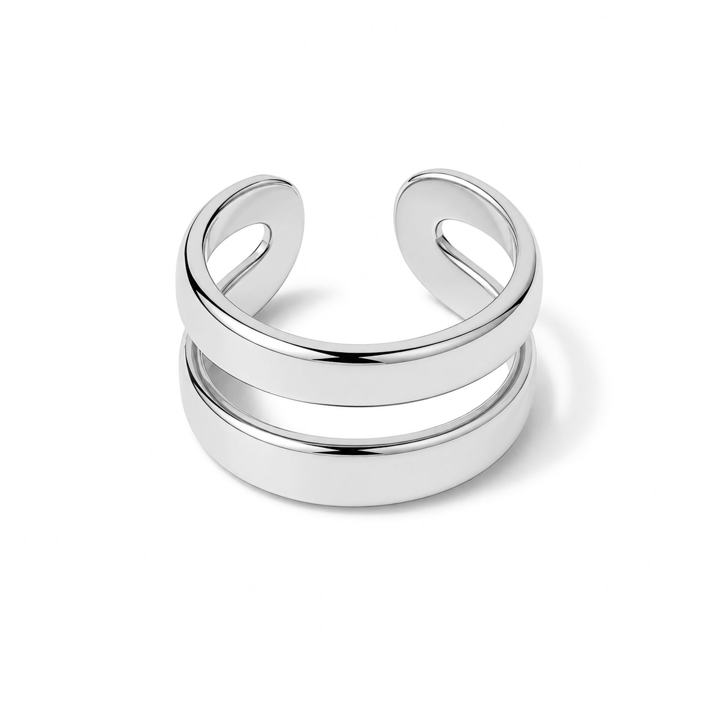 14K Gold Double Hoop Round Ear Cuff
