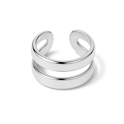 14K Gold Double Hoop Round Ear Cuff