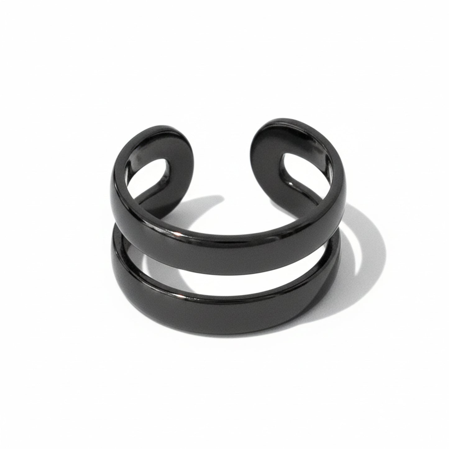 14K Gold Double Hoop Round Ear Cuff