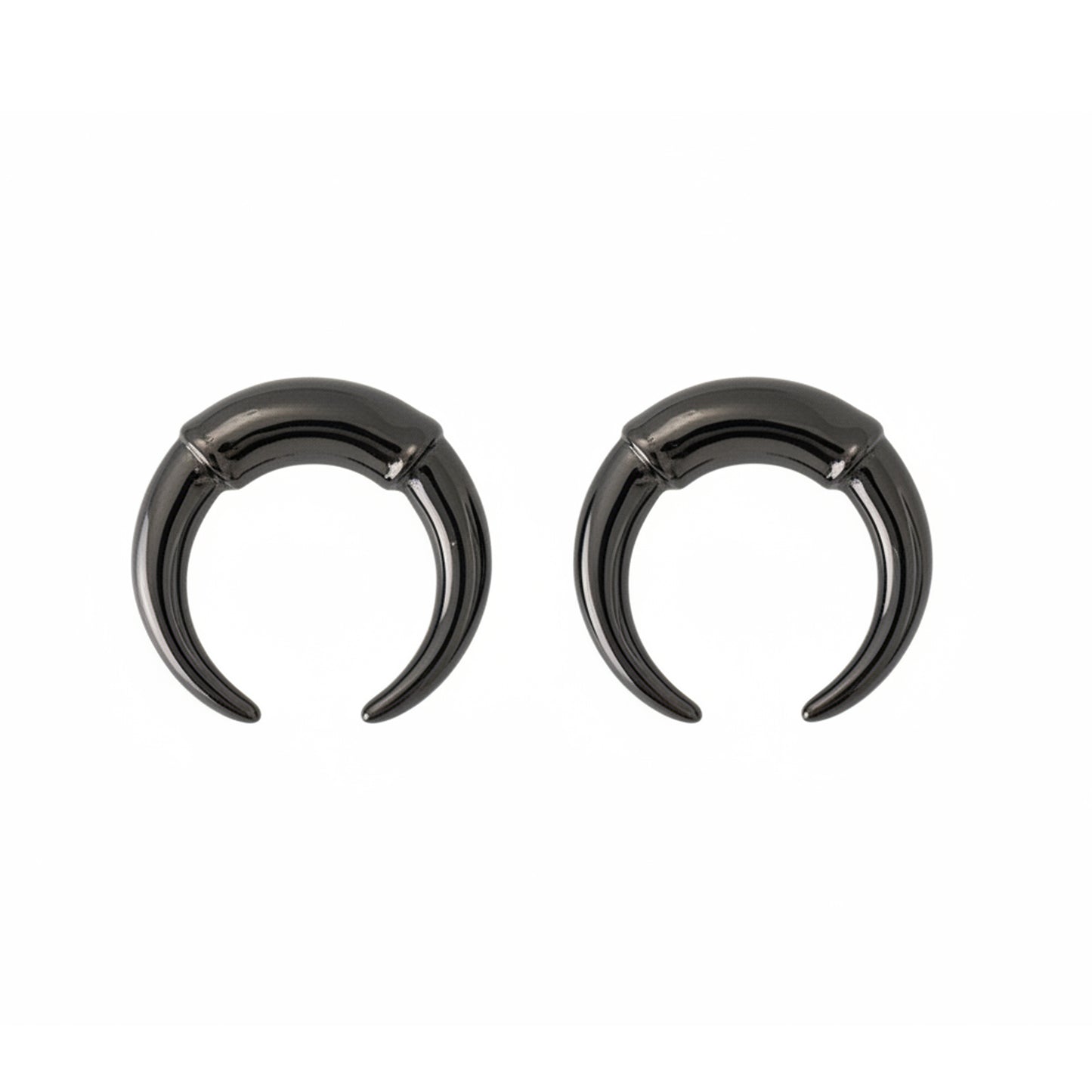 14K Gold Double Horn Stud Earrings