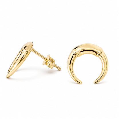 14K Gold Double Horn Stud Earrings