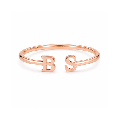 14K Gold Open Double Initial Letter Ring