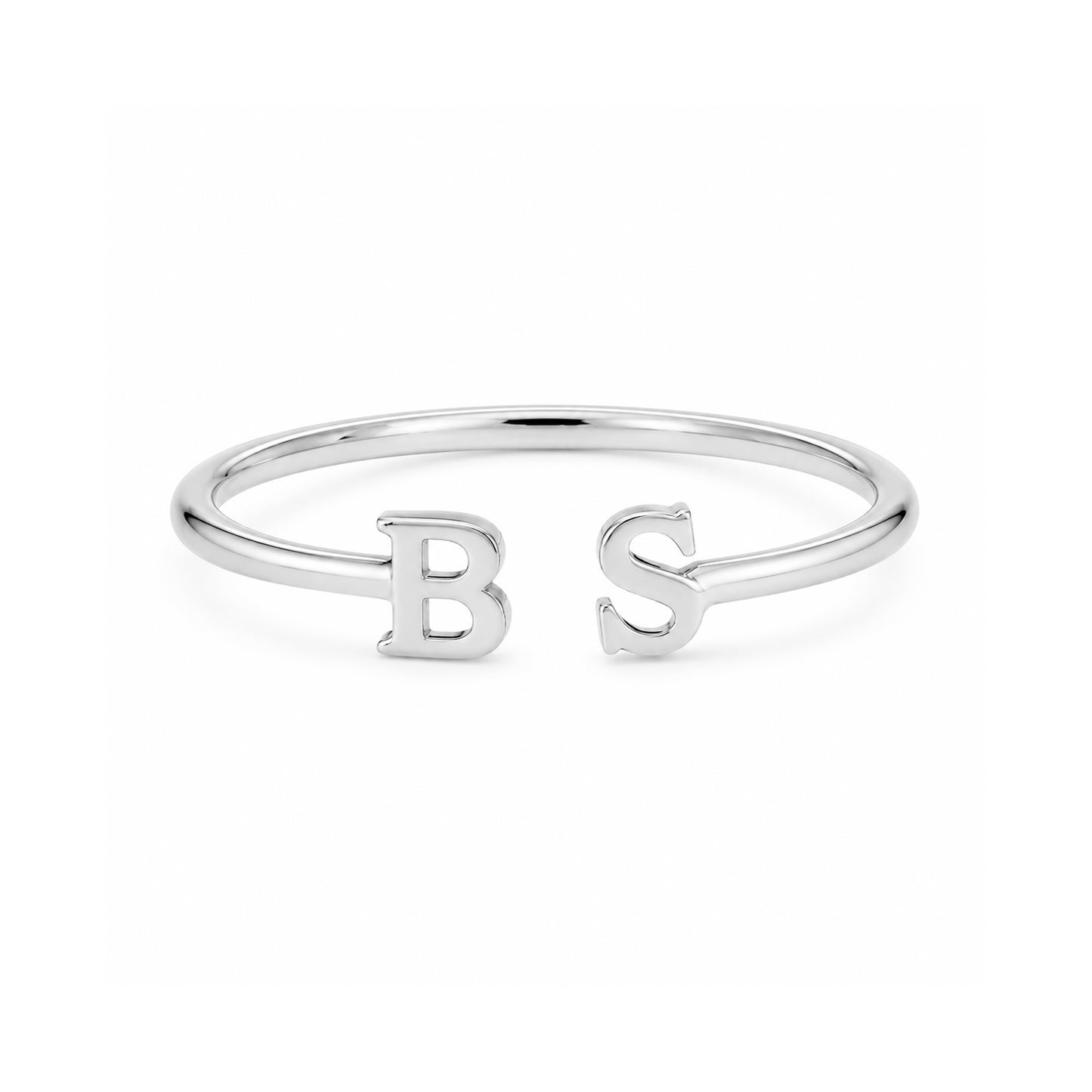 14K Gold Open Double Initial Letter Ring