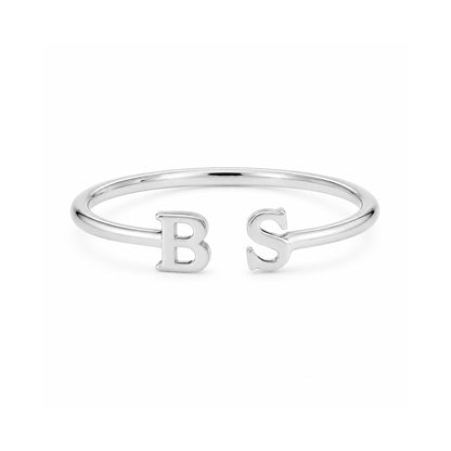 14K Gold Open Double Initial Letter Ring