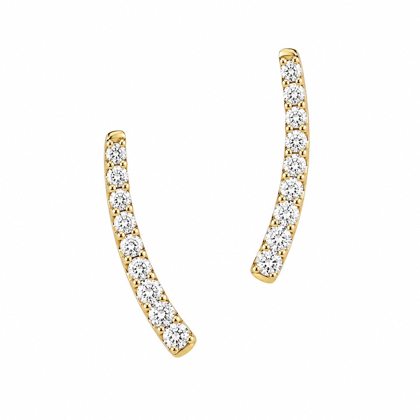 14K Gold Diamond Climber Arch Earrings
