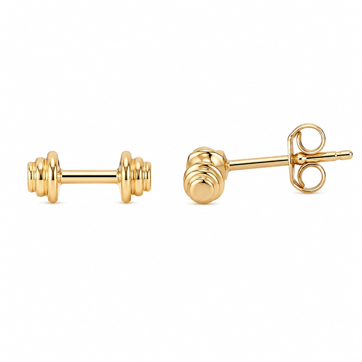 14K Gold XS Dumbbell Stud Earrings