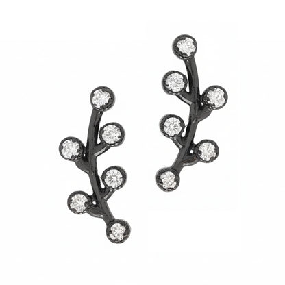 14K Gold Diamond Floral Climber Earrings