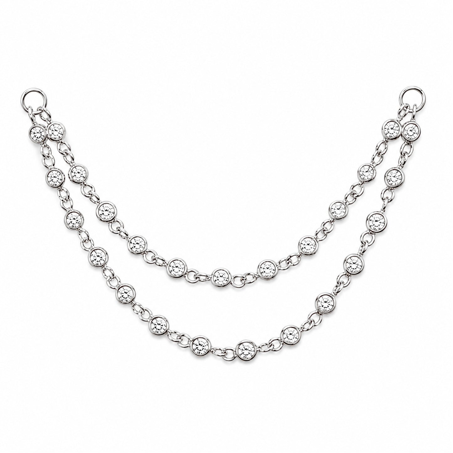 14K Gold Dangle Double Diamond Chain Earring Jacket