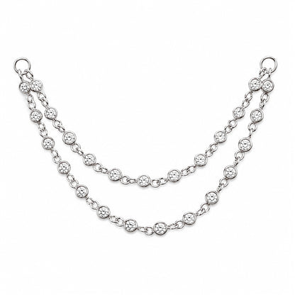 14K Gold Dangle Double Diamond Chain Earring Jacket