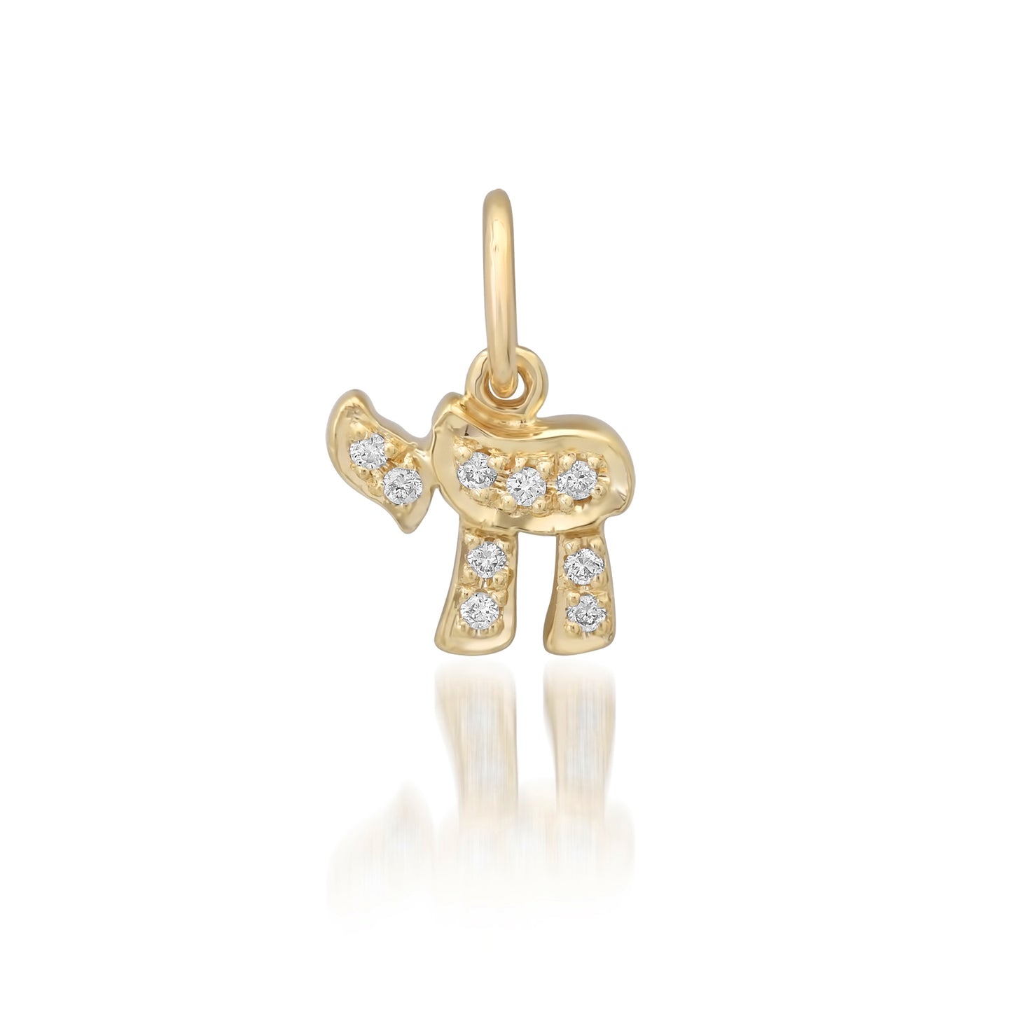 14K Gold Pavé Diamond Hebrew Chai Charm Pendant