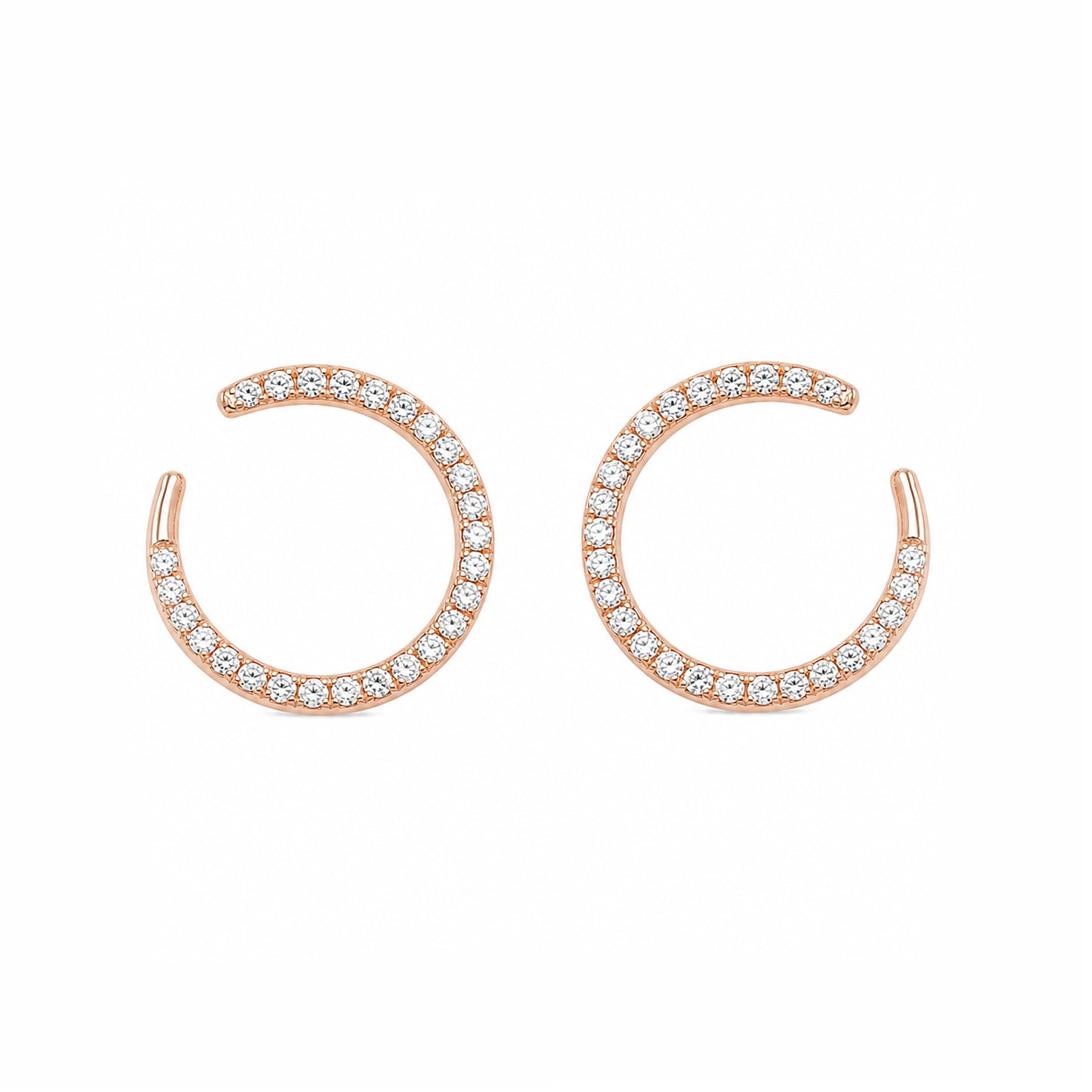 14K Gold Pavé Diamond Comet Stud Earrings