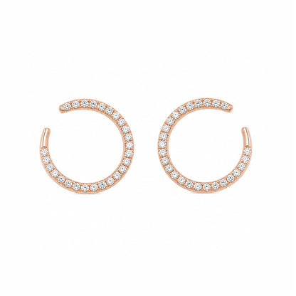 14K Gold Pavé Diamond Comet Stud Earrings