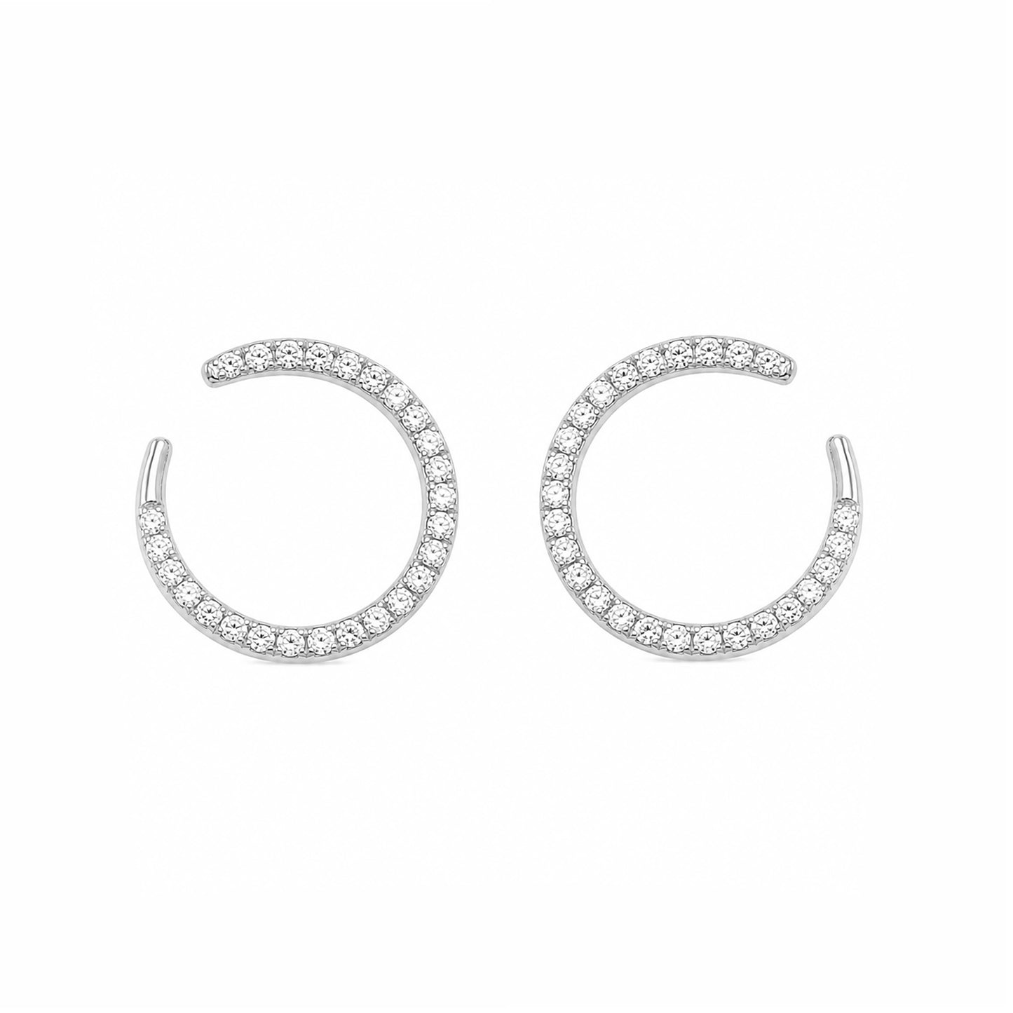14K Gold Pavé Diamond Comet Stud Earrings