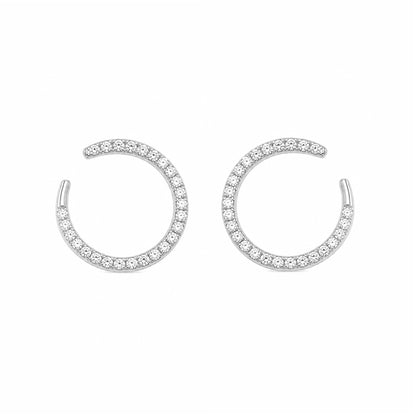 14K Gold Pavé Diamond Comet Stud Earrings